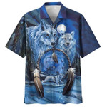 Native Wolf Ice Land Blue Unisex Hawaiian Shirts - 1