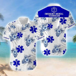 Emergency Medical Technique Navy Hibiscus Flower Unisex Hawaiian Shirts - Beach Shorts - 1