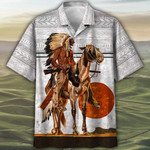 Amazing Native American Chief Riding Horse Unisex Hawaiian Shirts - 1