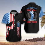 Skull Old Man Golf With American Flag Hawaiian Aloha Shirts H - 1