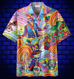 Colorful Hippie Skull Groovy Unisex Hawaiian Shirts - 1