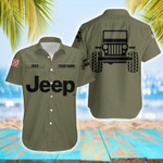 Fathers Day Gift Personalized Name Simple Jeep Olive Unisex Hawaiian Shirts - 1