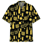 Black and Yellow Beer Pattern Unisex Hawaiian Aloha Shirts - 1