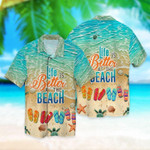 Life Is Better At The Beach Flip Flop Hawaiian Aloha Shirts L - 1