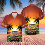 Hippie Camping Van On The Sunset Beach Unisex Hawaiian Shirts - 1