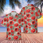 Hawaiian Aloha Shirts US Army Poppy Flower - 1