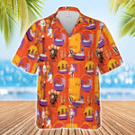 Orange Vintage SW Stormtrooper Jedi Lightsaber Hawaiian Aloha Shirts H - 1