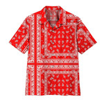 Red Paisley Pattern Hawaiian Aloha Shirts L - 1