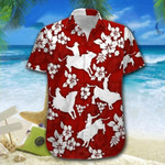 Hawaiian Aloha Shirts Bull Riding Red Hibiscus - 1