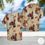 Wild West American Cowboy Brown Unisex Hawaiian Shirts - 1
