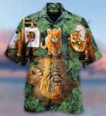Cat See Tiger By Mirror Hawaiian Aloha Shirts Dh - 1