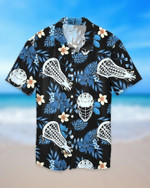 Blue Black Lacrosse Tropical Unisex Hawaiian Shirts - Beach Shorts - 1