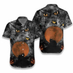 Hawaiian Aloha Shirts Black Cat Halloween Red Moon - 1