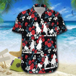 Team Roping Rose Red Hawaiian Shirts or Beach Shorts Xh - 1