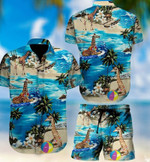 Giraffe Beach Hawaiian Shirt Set  Unisex  HS1004 - 1