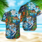 Funny Dinosaur Surfing On Tropical Island Hawaiian Shirt  Unisex  Adult  HW4133 - 1