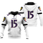 Baltimore Ravens Marquise Brown #15 NFL Great Player White 100th Season 3D Designed Allover Gift For Baltimore Fans