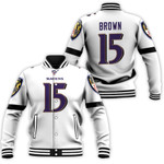 Baltimore Ravens Marquise Brown #15 NFL Great Player White 100th Season 3D Designed Allover Gift For Baltimore Fans