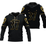 Baltimore Ravens Deion Sanders #37 NFL Great Player Black Golden Edition Vapor 3D Designed Allover Gift For Baltimore Fans