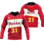 Atlanta Hawks Dominique Wilkins #21 NBA Logo Mitchell Ness 1986 87 Hardwood Classics Swingman Red 3D Designed Allover Gift For Atlanta Fans