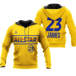 LeBron James #23 NBA Warriors 2021 All Star Western Conference Gold Jersey Style Gift For James Fans