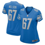 Womens Detroit Lions Matt Nelson Blue Game Jersey Gift for Detroit Lions fans