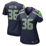 Womens Seattle Seahawks Blessuan Austin College Navy Game Player Jersey Gift for Seattle Seahawks fans