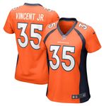 Womens Denver Broncos Kary Vincent Jr Orange Game Jersey Gift for Denver Broncos fans