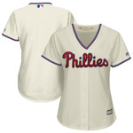 Womens Philadelphia Phillies Majestic Cream Alternate Cool Base Team Jersey Gift For Philadelphia Phillies Fans