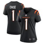 Womens Cincinnati Bengals JaMarr Chase Black Game Jersey Gift for Cincinnati Bengals fans