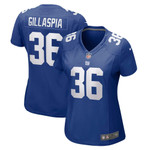 Womens New York Giants Cullen Gillaspia Royal Game Player Jersey Gift for New York Giants fans