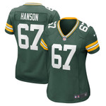 Womens Green Bay Packers Jake Hanson Green Game Player Jersey Gift for Green Bay Packers fans