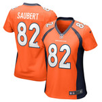 Womens Denver Broncos Eric Saubert Orange Game Jersey Gift for Denver Broncos fans