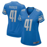 Womens Detroit Lions AJ Parker Blue Game Jersey Gift for Detroit Lions fans