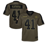 New Orleans Saints Alvin Kamara 44 NFL Olive 2021 Salute To Service Game Men Jersey For Saints Fans