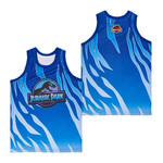 Jurassic Park Logo Pattern Movie Basketball Blue Jersey Gift For Jurassic Fans
