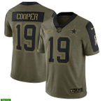 Dallas Cowboys Amari Cooper 19 NFL Olive 2021 Salute To Service Retired Player Men Jersey For Cowboys Fans
