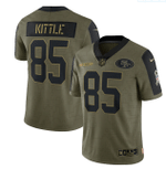 San Francisco 49ers George Kittle 85 NFL Olive 2021 Salute To Service Player Men Jersey For 49ers Fans