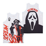 Scream Scared Ghostface Killer Halloween Film Horror White Basketball Jersey Gift For Scream Fans Ghostface Fans