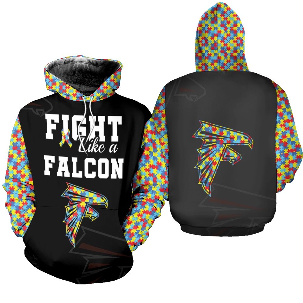 Fight like a Atlanta Falcons Autism Support Fleece Hoodie