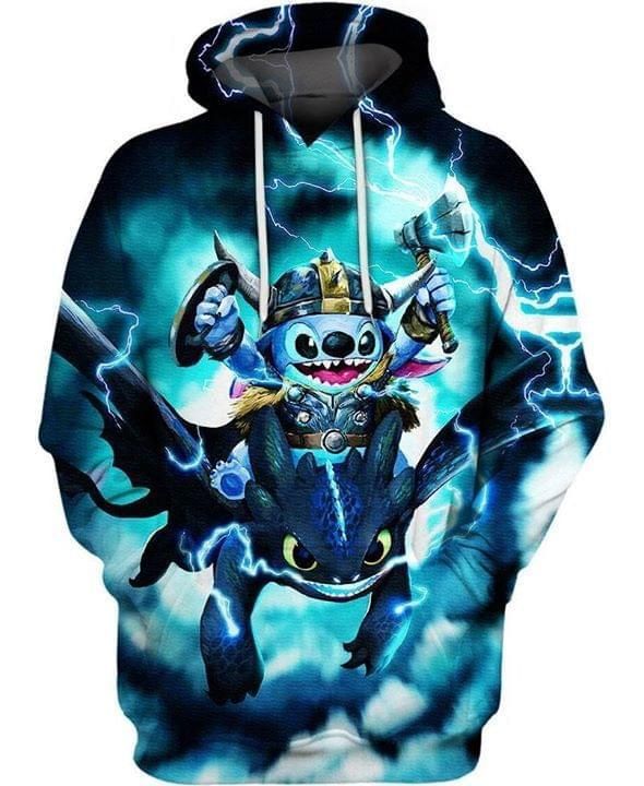 Stitch Toothless Viking Thunder 3d Allover Printed Hoodie 3d Graphic Printed Tshirt Hoodie Up To 5xl 3D Hoodie Sweater Tshirt