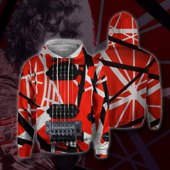 Eddie van halen frankenstrat guitar design pattern for fan 3d t shirt hoodie sweater T shirt Fleece Hoodie