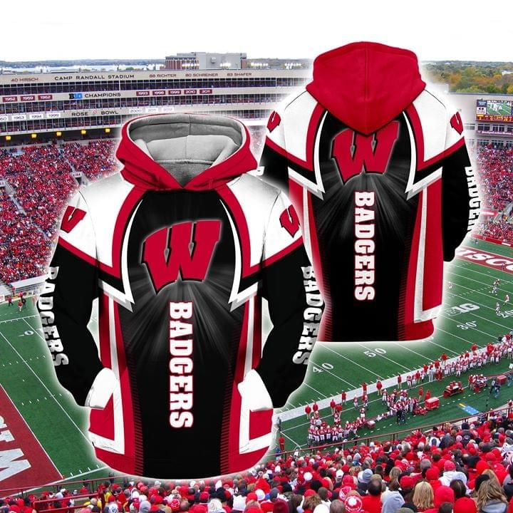 Wisconsin Badgers Ncaa Classic White With Mascot Logo Gift For Wisconsin Badgers Fans Hoodie