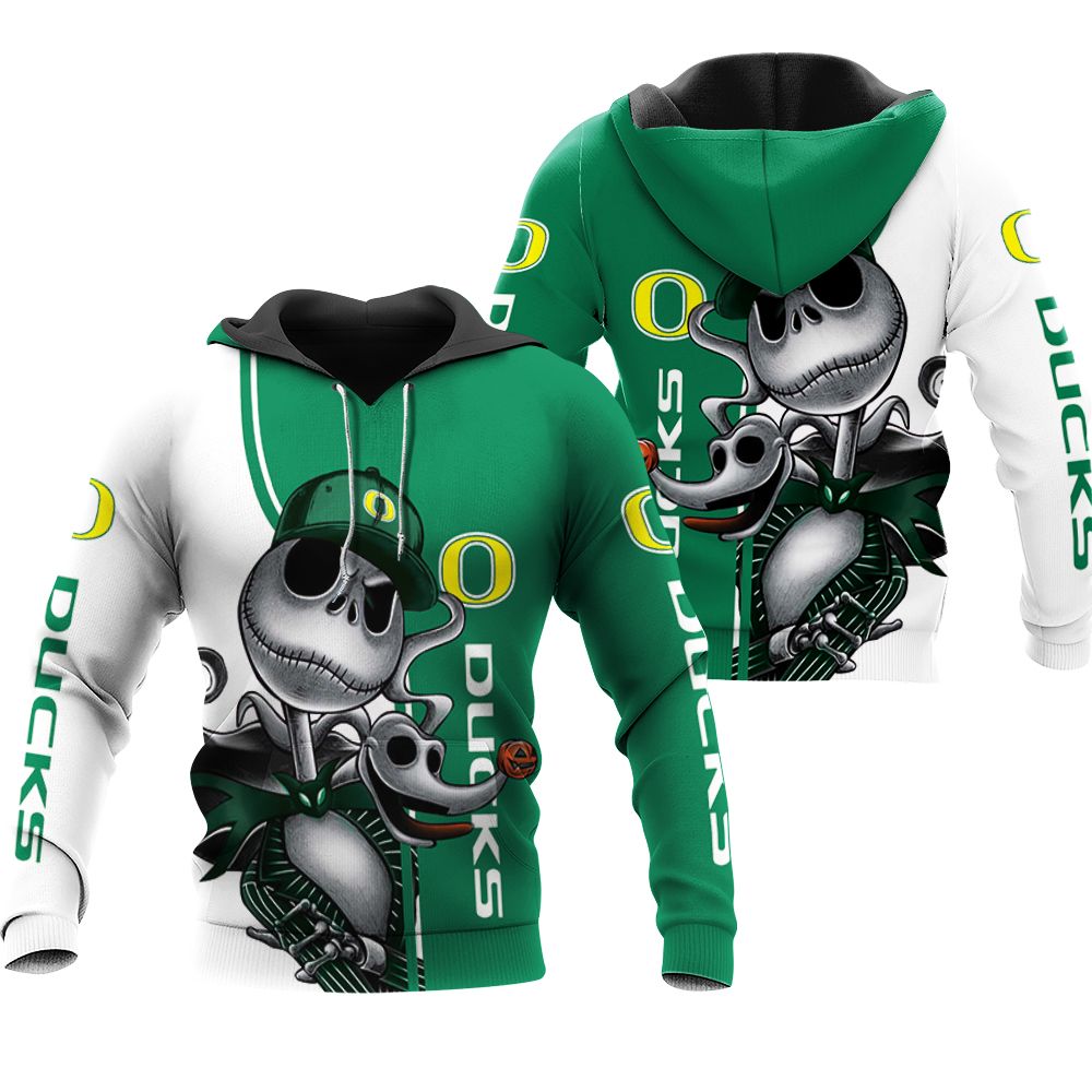 Oregon Ducks jack skellington and zero 3D Hoodie Sweater Tshirt