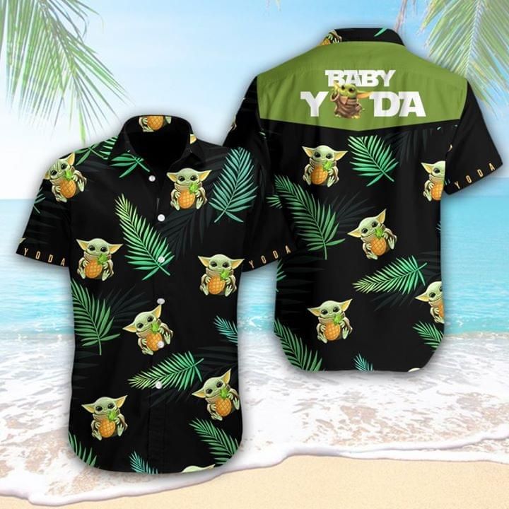 Baby yoda hug pineapple hawaiian 3D Hoodie Sweater Tshirt