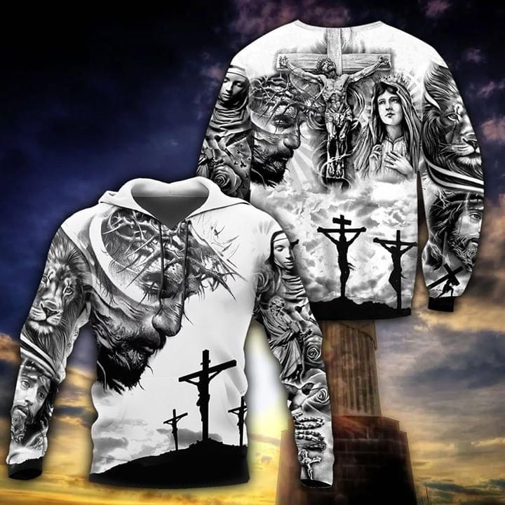 The crucifixion of jesus holy cross for christian 3d t shirt hoodie sweater