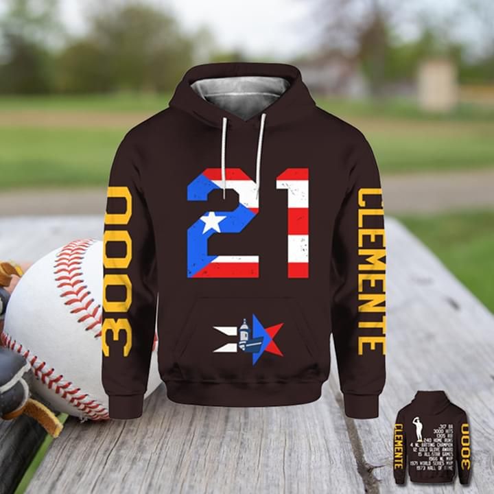MLB Hispany Heritage Legendary 21 Roberto Clemente For Baseball Fan Pullover Hoodie 3d t shirt hoodie sweater