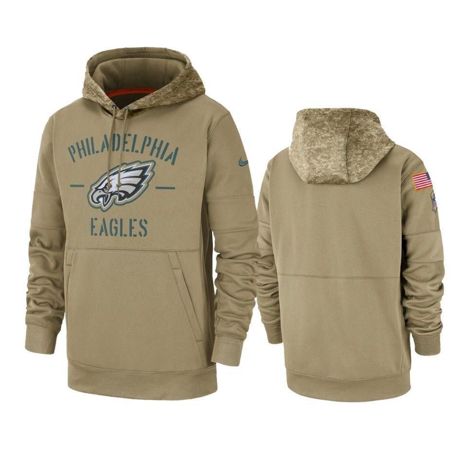 Eagles 2019 Salute to Service Tan Sideline Therma Hoodie
