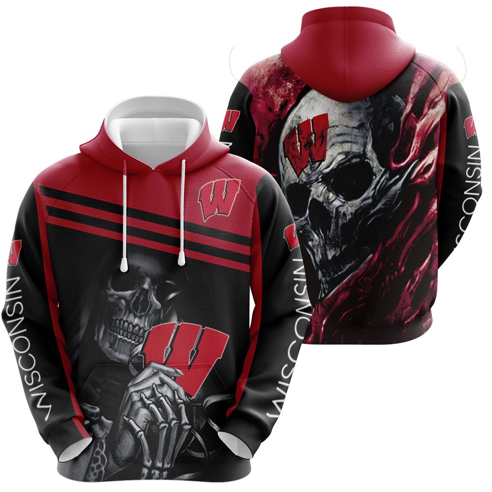 Skull Wisconsin Badgers 3d t shirt hoodie sweater Hoodie