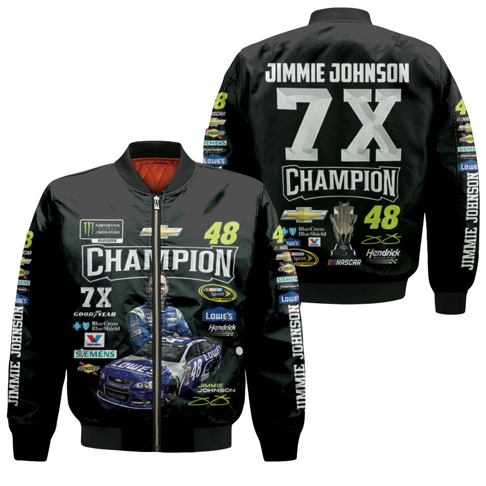 Jimmie johnson 7x champion legend racer for fan 3d t shirt hoodie sweater Bomber Jacket